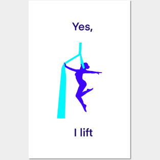 Aerial silks woman in blue, funny quote Posters and Art